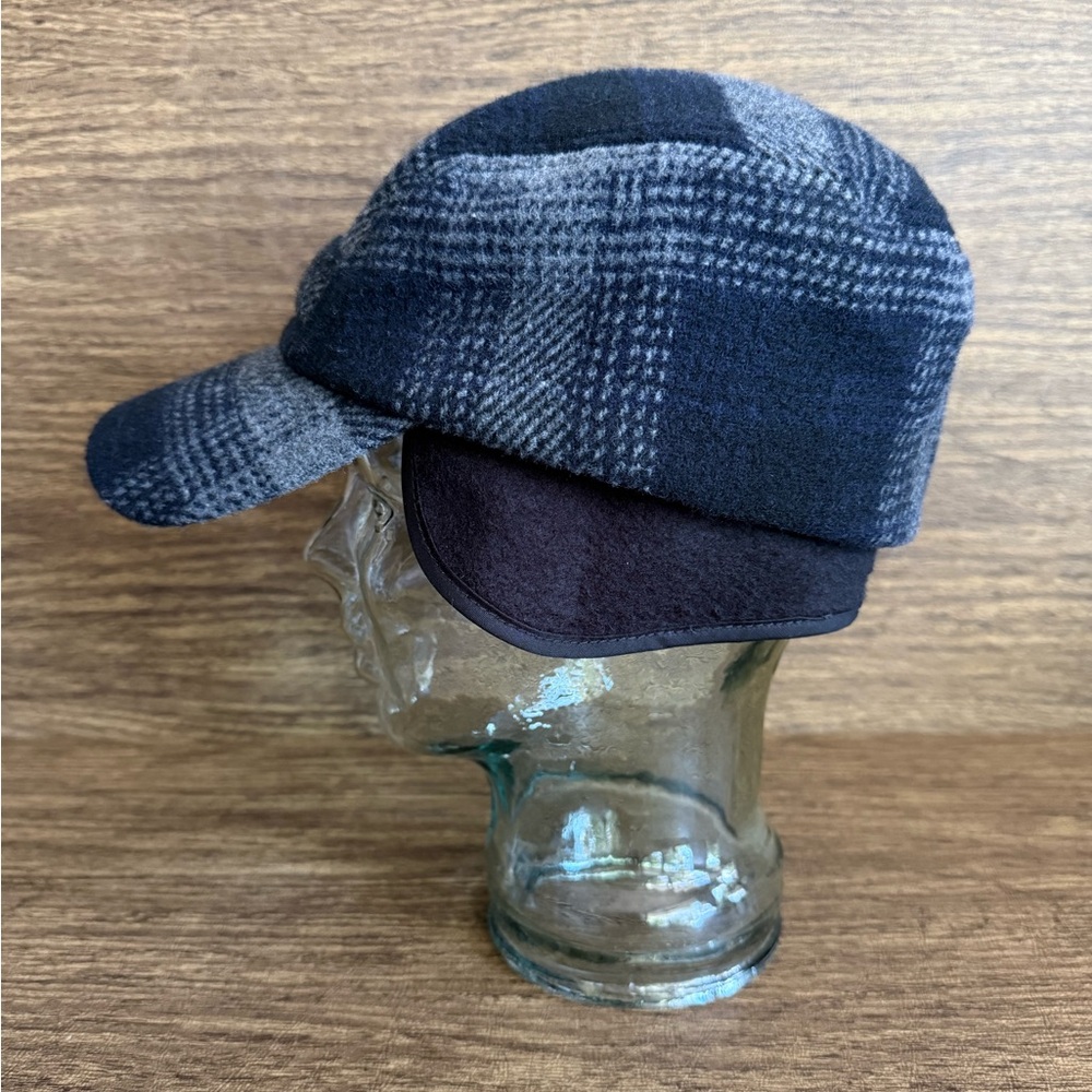 Lake‎ of the Isles Dark Navy Tweed Ear Flap Winter Storm Cap Wool Blend L/XL